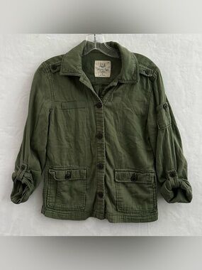 American Eagle Outfitters Utility Jacket Shirt Women’s S Olive Green Roll Tab